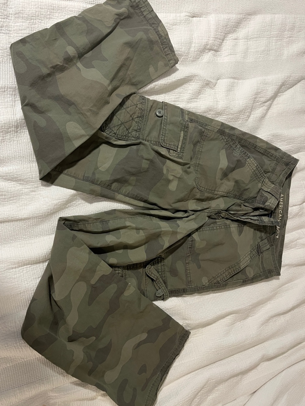American Eagle Outfitters Women's Straight Leg Camo Jeans - Olive Green